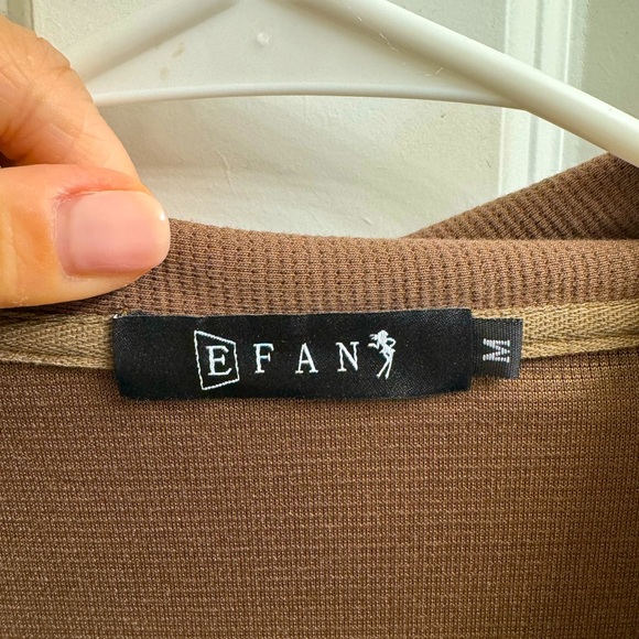 EFAN Womens Half Zip Pullover Oversized Sweatshirt - Brown - M - Picture 3 of 4